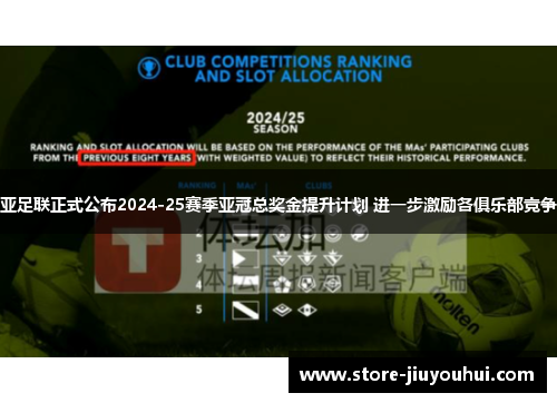 亚足联正式公布2024-25赛季亚冠总奖金提升计划 进一步激励各俱乐部竞争 亚足联正式公布2024-25赛季亚冠总奖金提升计划 进一步激励各俱乐部竞争